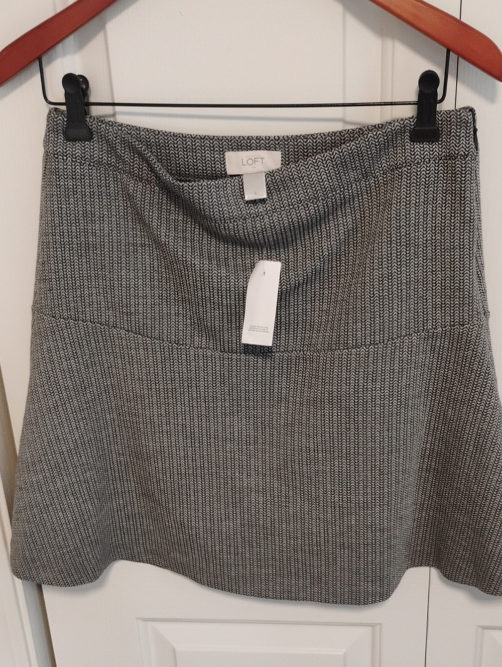 LOFT Black & White Textured A-Line Skirt